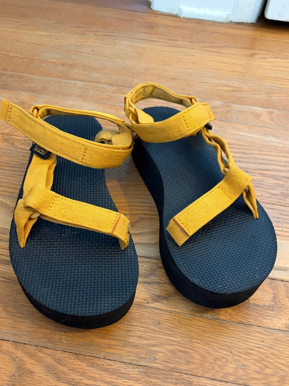 Teva Women's Yellow and Black Platform Sandals